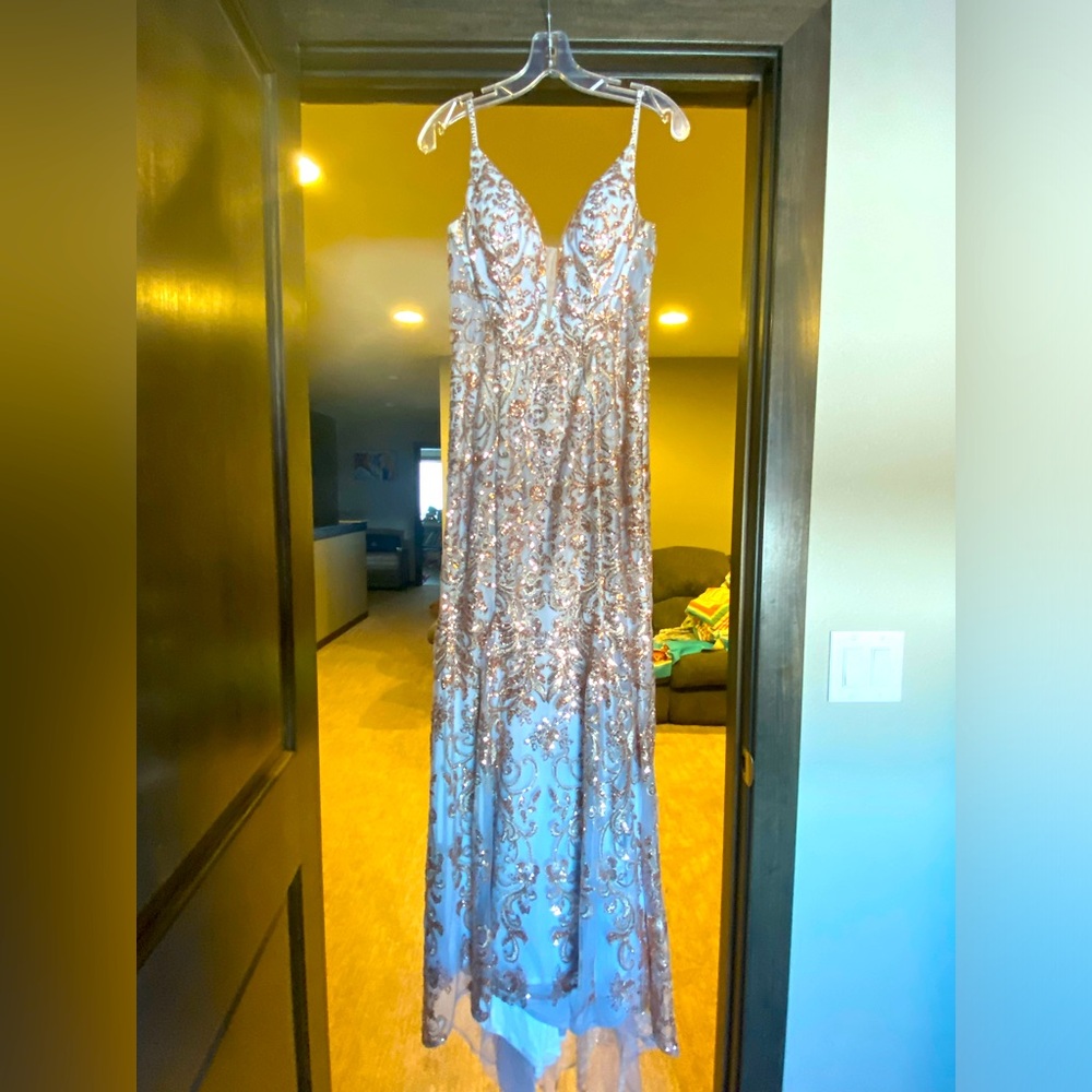 Ellie Wilde dress size 2 slate grey and gold